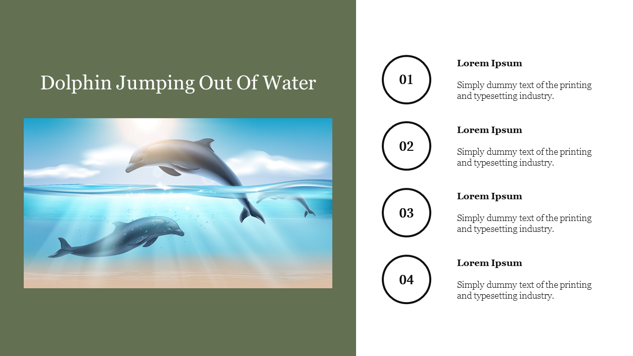 Innovative Dolphin Jumping Out Of Water PPT Template